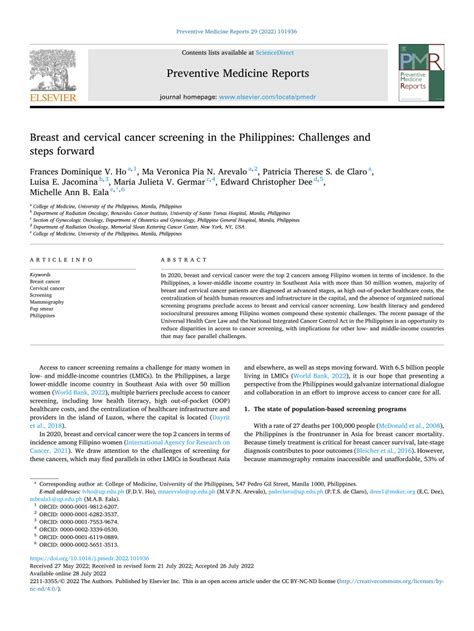 the villages screening mammogram|Breast and cervical cancer screening in the Philippines: .